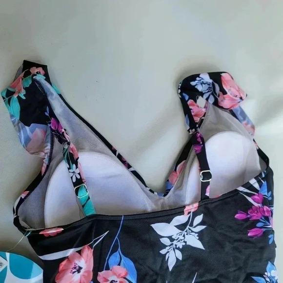 NWT Swim Solutions Mio Waist Minimize Swimsuit  Swim Solutions Black Pink Sz 14 - Picture 14 of 16